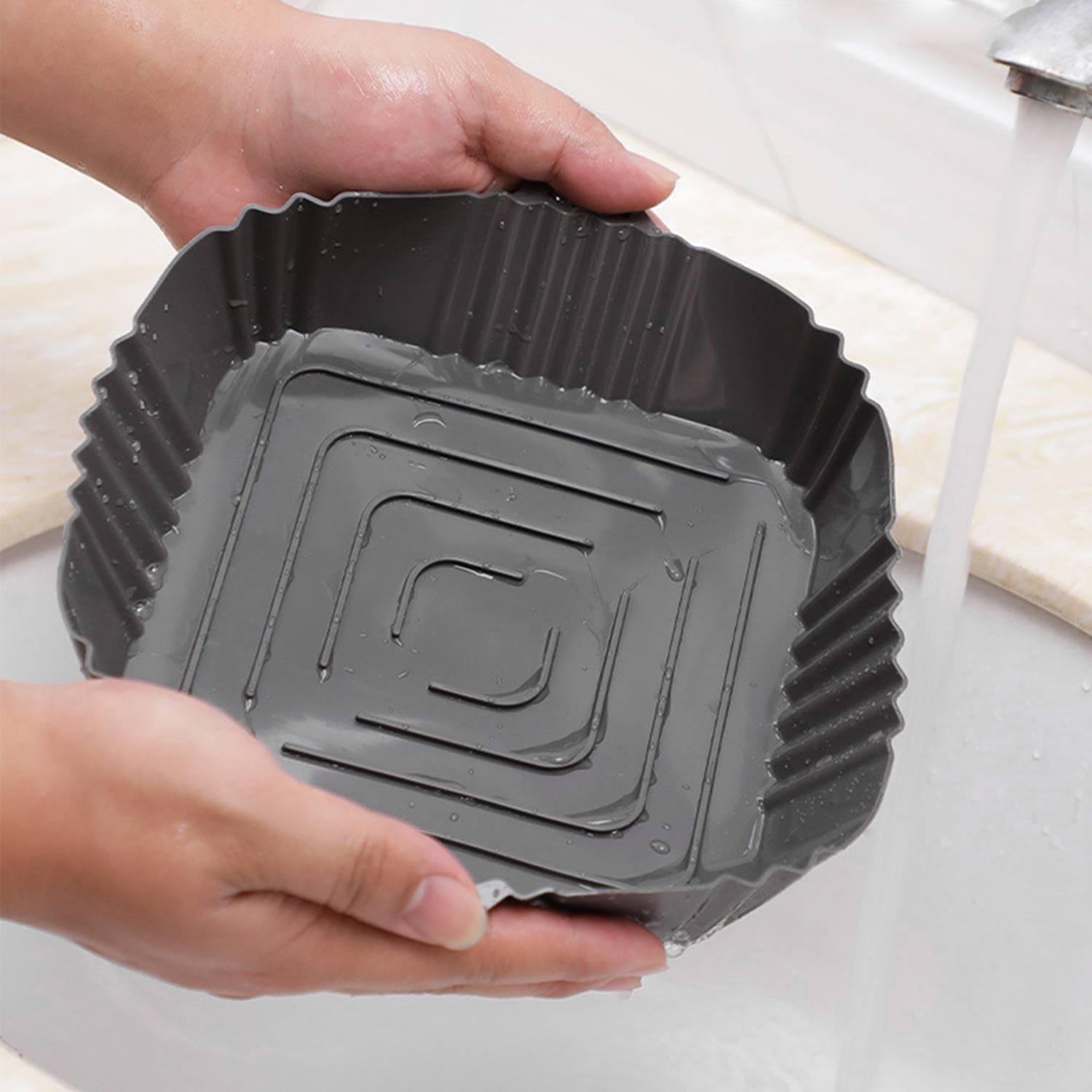 Airfryer Silikonschüssel für Fritteuse 16 cm Grey