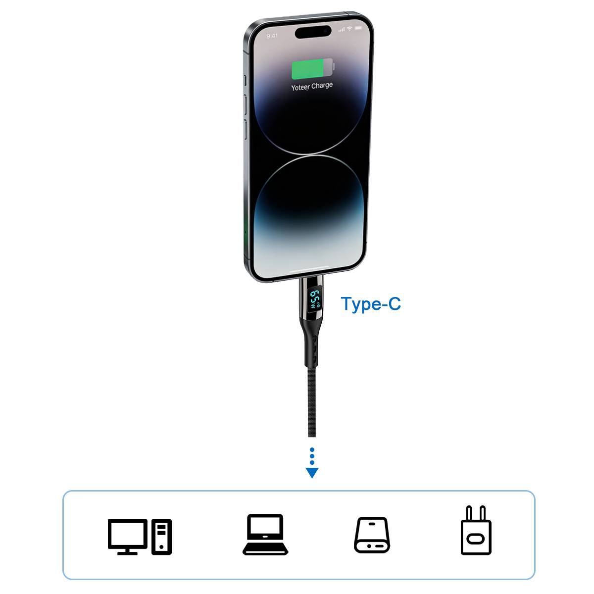 USB-C PD Schnellladekabel 100 W Black 2 m