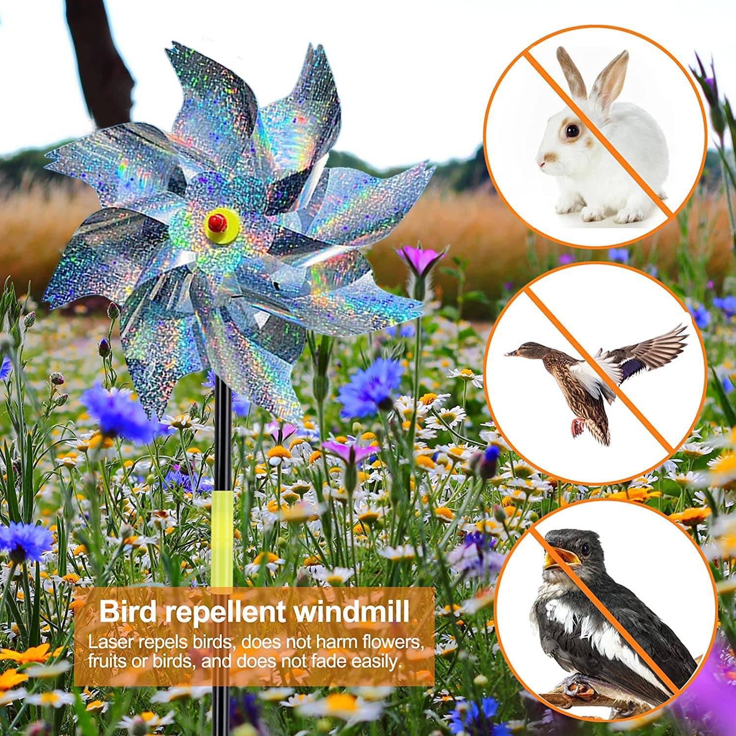 Reflektierende Vogelscheuche Windräder Windmühlen 10-Pack