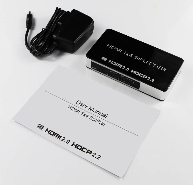 1x4 HDMI-Splitter Verteiler UHD 4K/60Hz 3D HDMI2.0 HDCP2.2 18Gbit/s