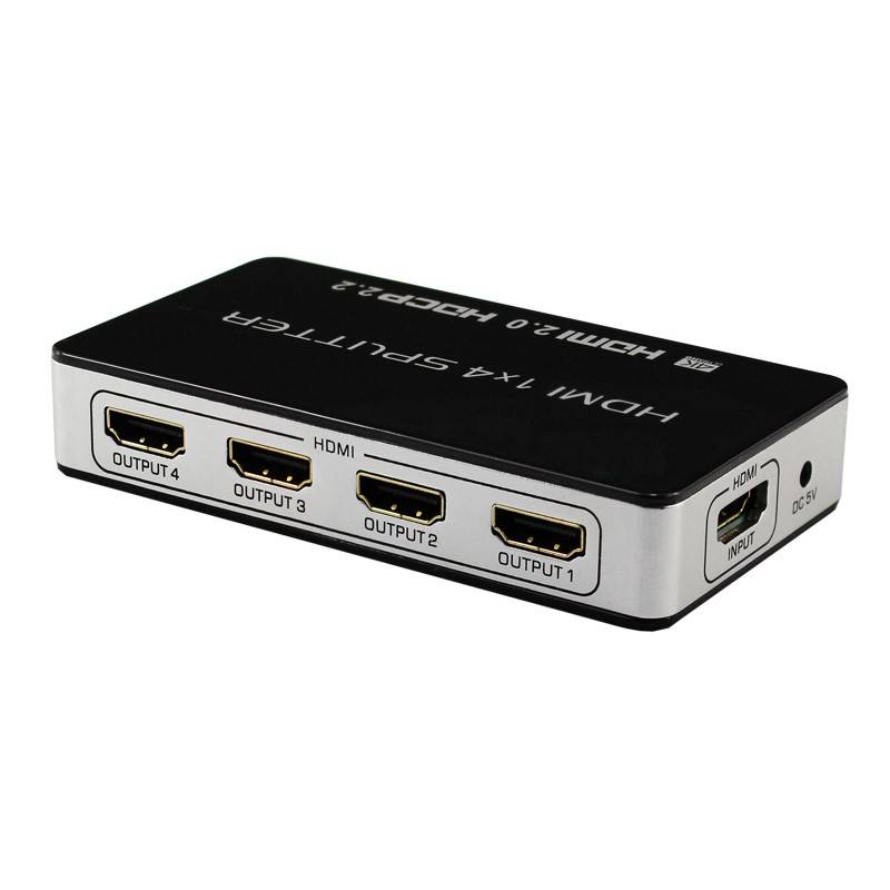 1x4 HDMI-Splitter Verteiler UHD 4K/60Hz 3D HDMI2.0 HDCP2.2 18Gbit/s