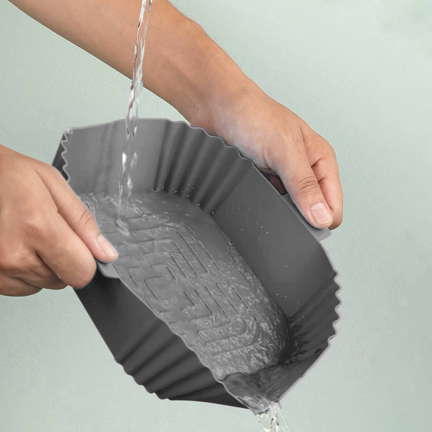 2er-Pack Heißluftfritteusen-Silikontopf mit Handschuhen Grey