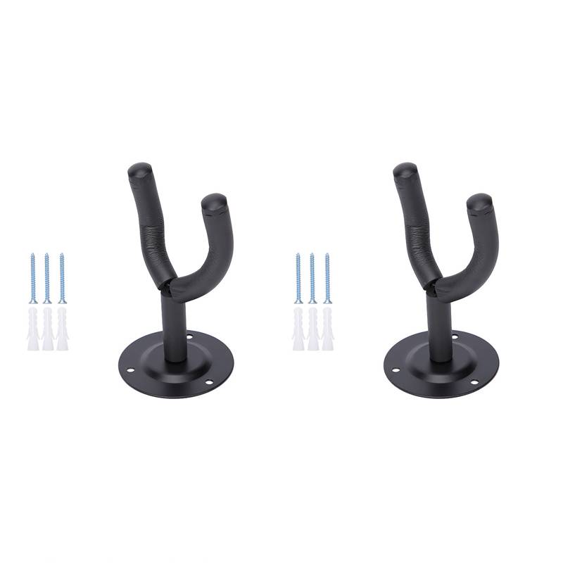Gitarrenaufhänger, Wandhalterung für Gitarre, Bass, Ukulele im 2er-Pack Black