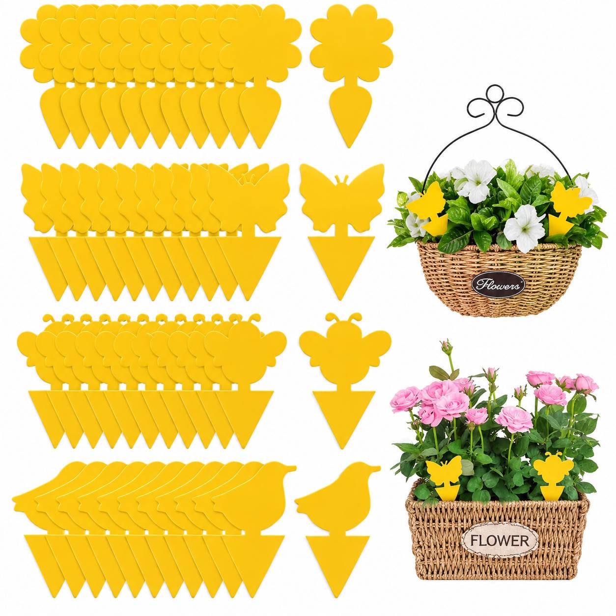 Niedliche und effektive Fliegenfänger/Fliegenfallen, 48er-Pack Yellow