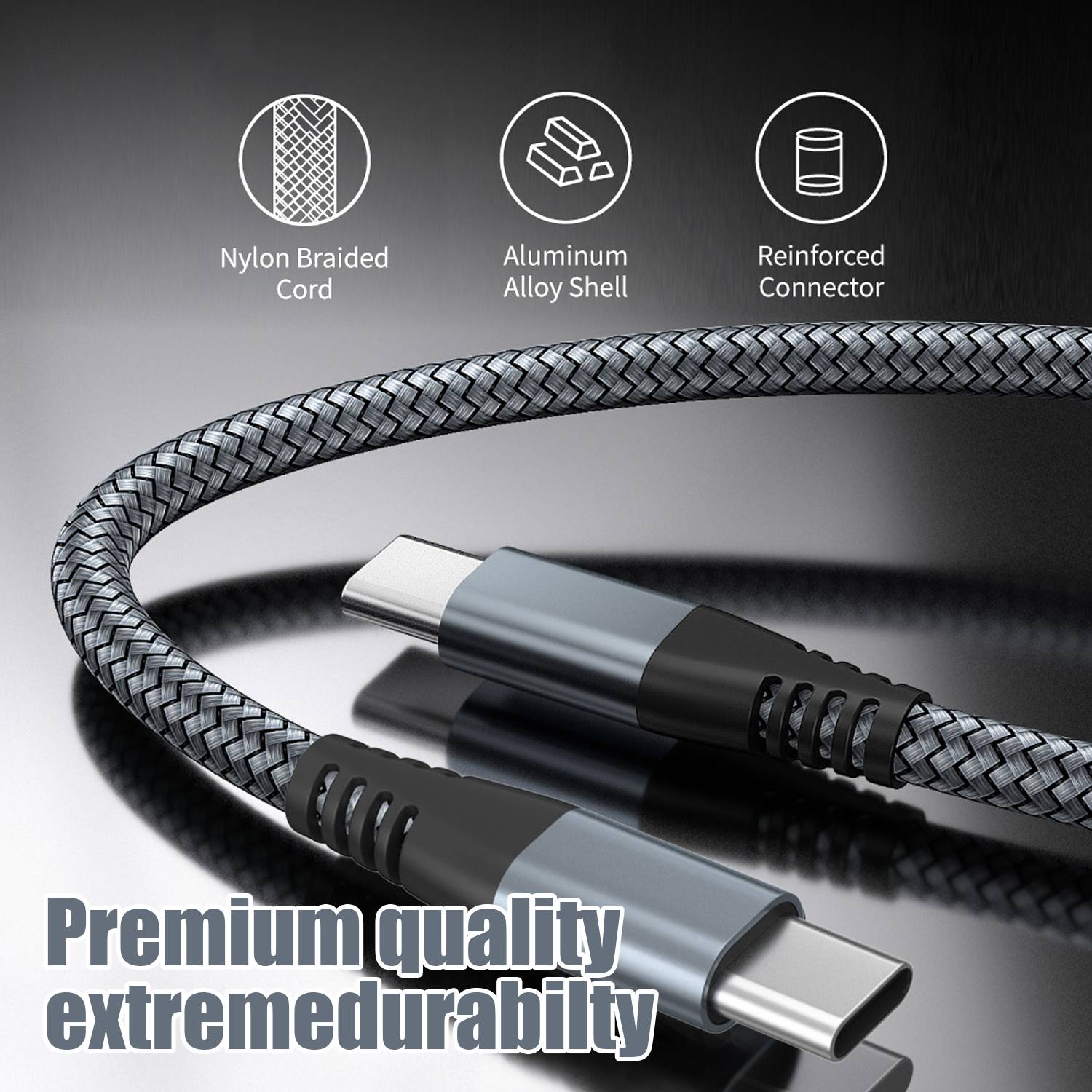 USB-C-Ladekabel 60W USB-C PD Ladegerät Grey 2 m