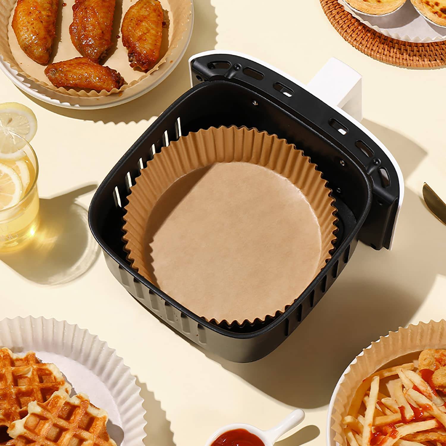 Air Fryer Einwegpapier für Fritteuse 50 Stück Braun
