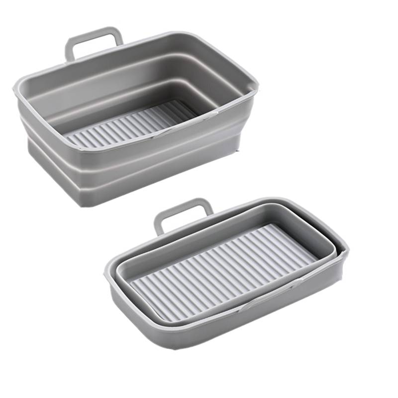 Zusammenklappbare quadratische Silikonform für Airfryer 19,5 x 12,7 x 7 cm Grey