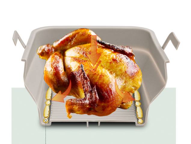 Zusammenklappbare quadratische Silikonform für Airfryer 19,5 x 12,7 x 7 cm Grey