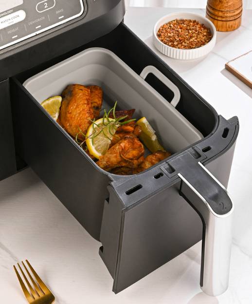 Zusammenklappbare quadratische Silikonform für Airfryer 19,5 x 12,7 x 7 cm Grey