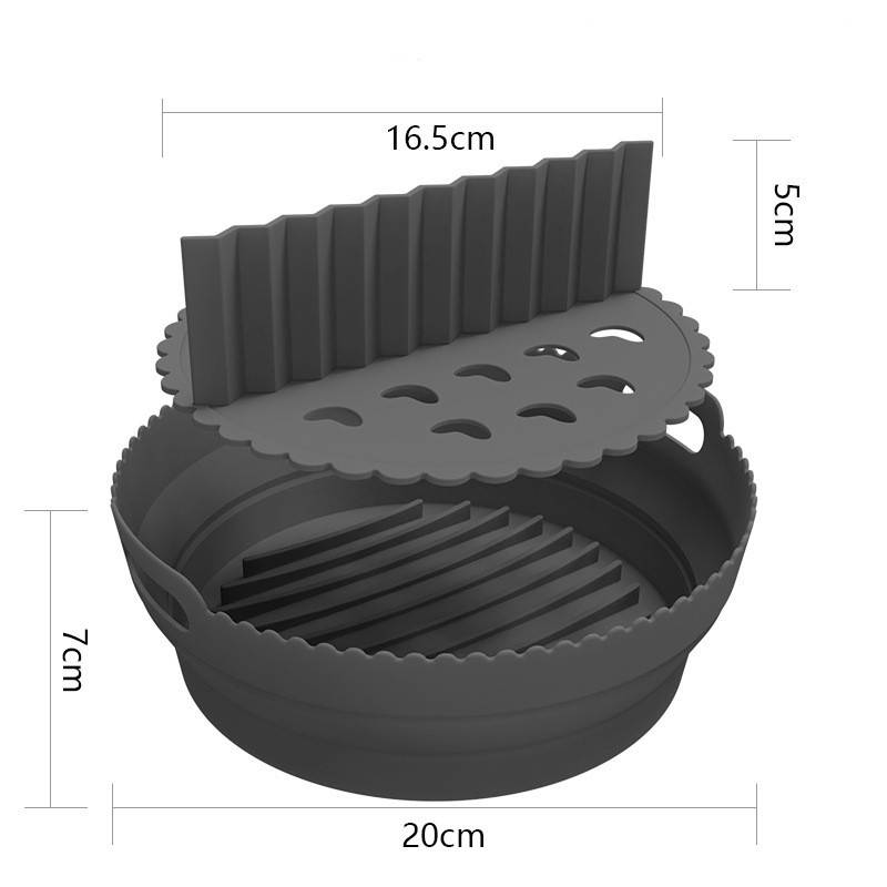 Zusammenklappbarer runder Airfryer-Silikontopf Black