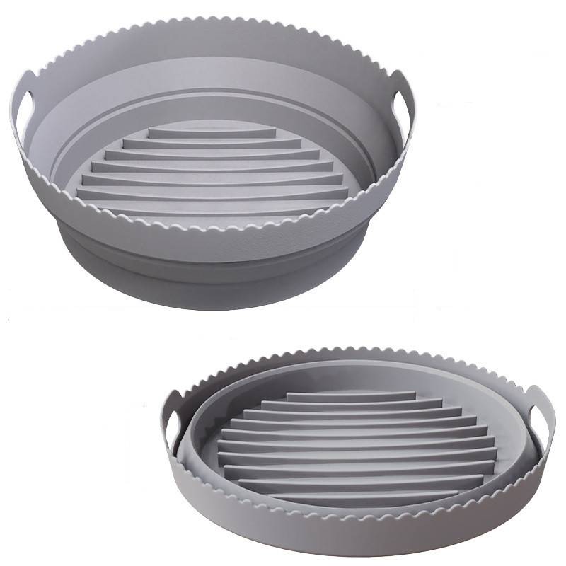 Zusammenklappbare runde Air Fryer Silikonform 20 cm Grey 20 cm