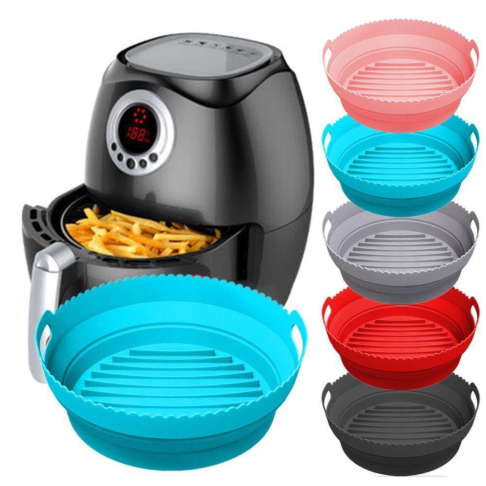 Zusammenklappbare runde Air Fryer Silikonform 20 cm Grey 20 cm