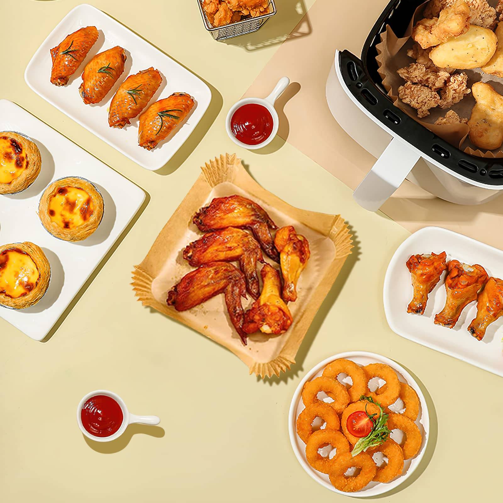 Air Fryer Einwegpapier für Friteusen 20 x 20 cm 100er-Pack Nature