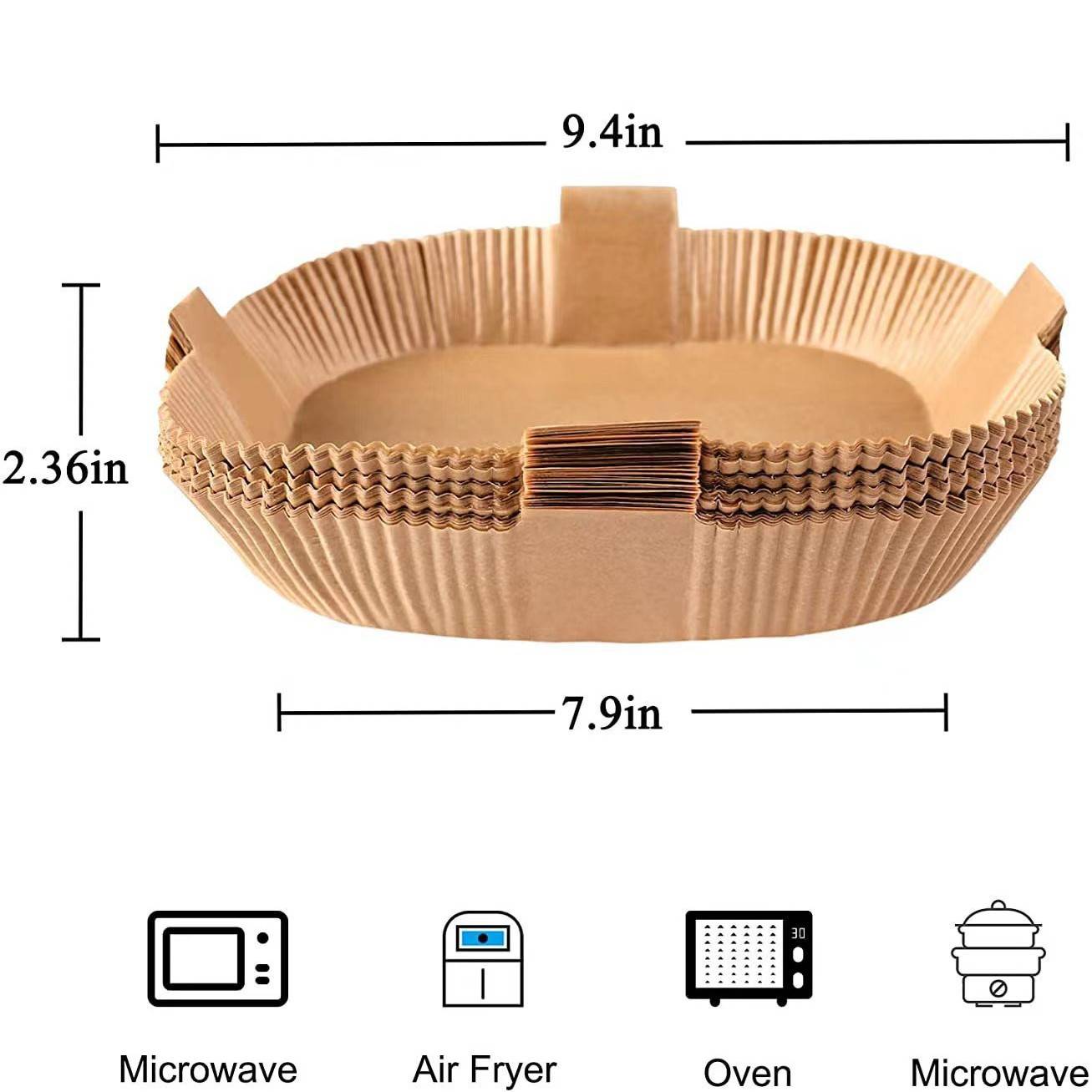 Air Fryer Einwegpapier mit Griff für Fritteusen 100 Stk Nature 20 cm