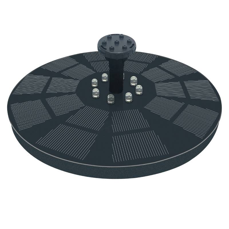 Solar Springbrunnen mit bunter Beleuchtung und 6 Düsen Black