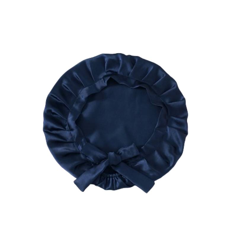 Schlafmütze für langes Haar, 100 % seide NavyBlue