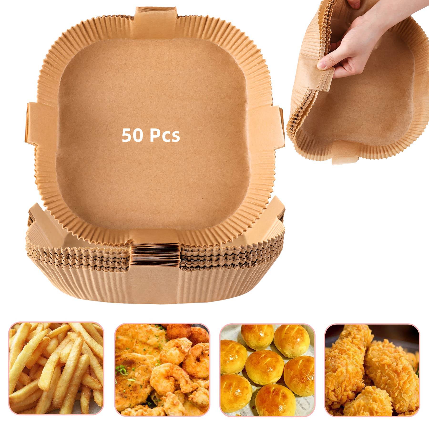 Air Fryer Einwegpapier mit Griff für Fritteusen 50er-Pack Nature 20 cm