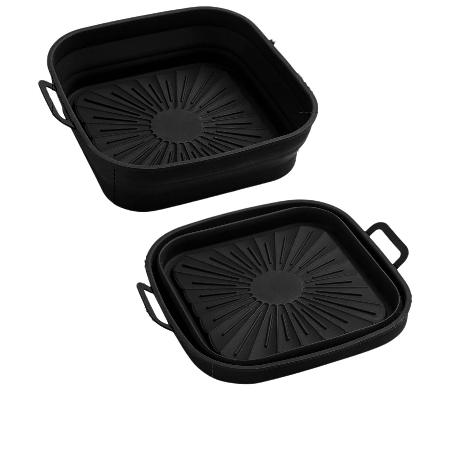 Zusammenklappbare quadratische Silikonform für Fritteuse 17,5 cm Black