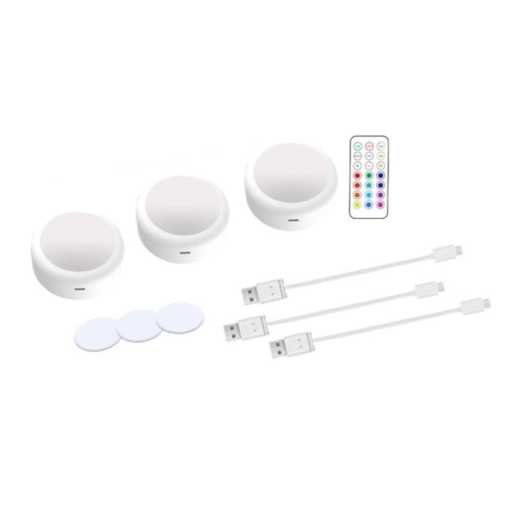 Wiederaufladbare LED-Spots 13 RGB-Farben 3er-Pack White