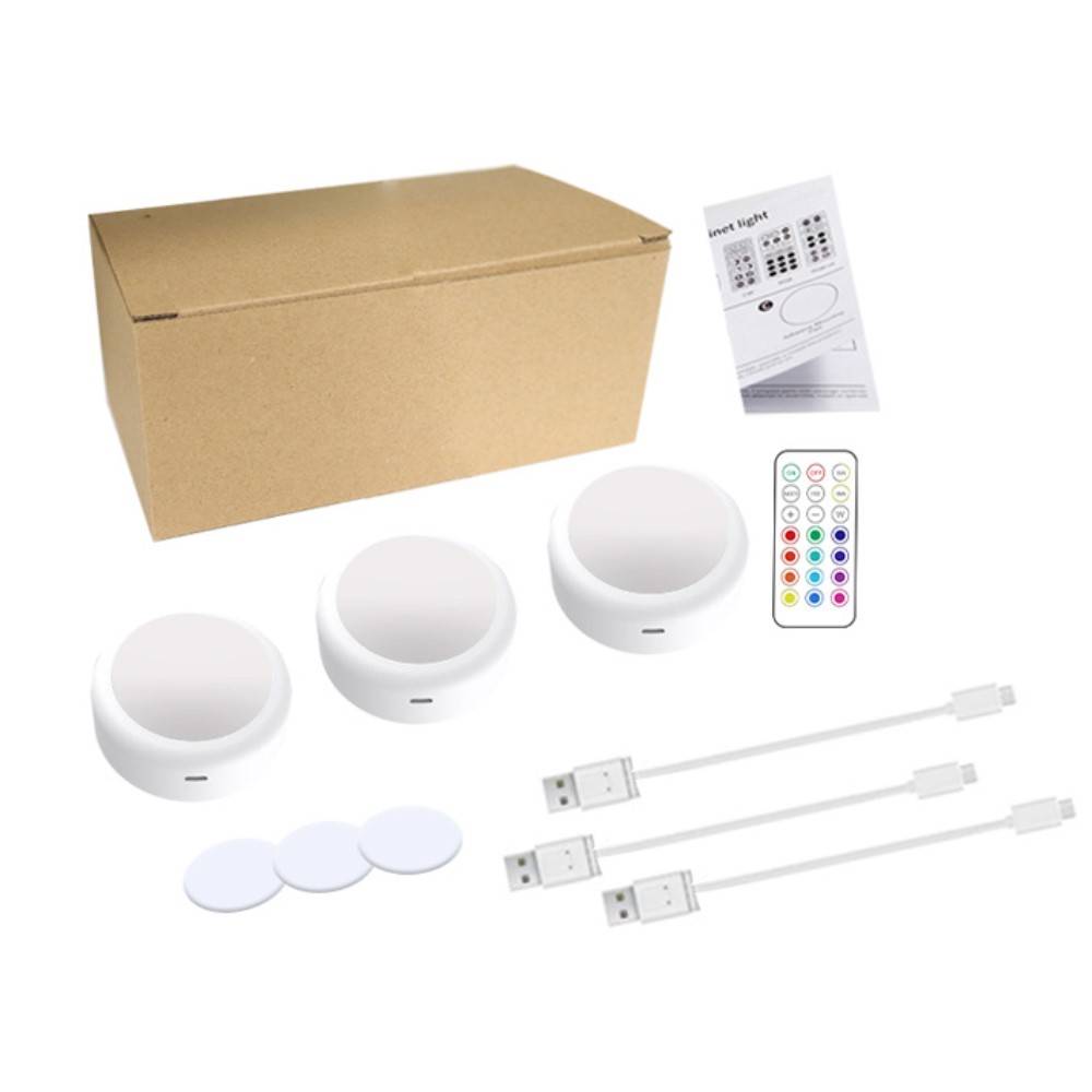 Wiederaufladbare LED-Spots 13 RGB-Farben 3er-Pack White