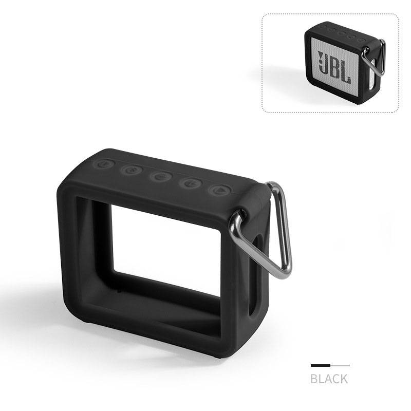 Silikon-Schutzhülle mit Metallkarabiner für JBL GO2 Black