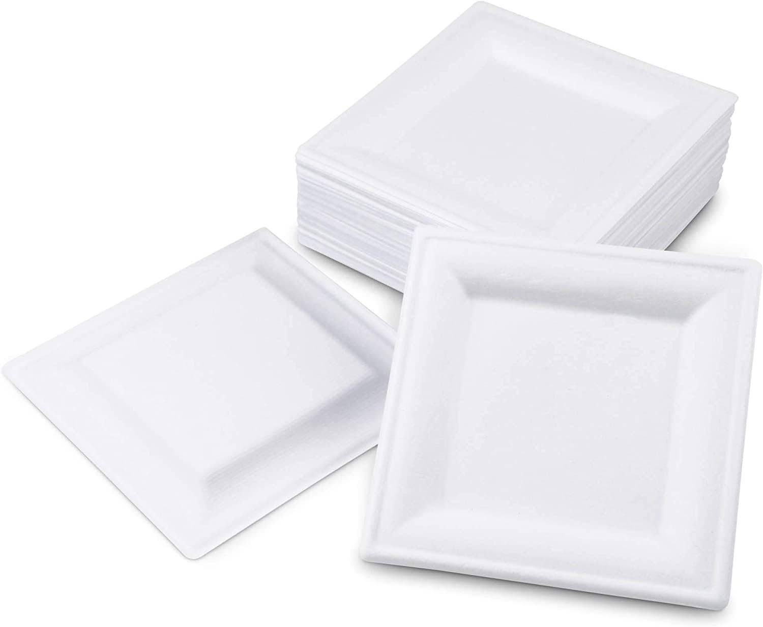 Quadratische Einweg-Pappteller – 50er-Pack White