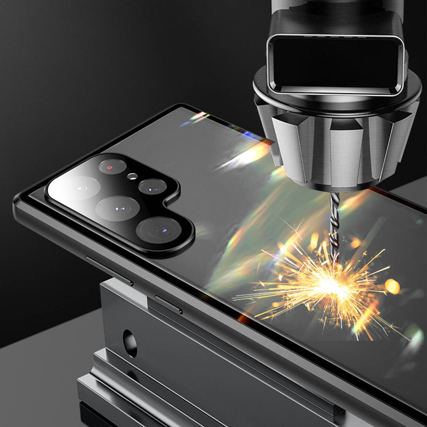 Samsung Anti-Peeping-Handyhülle mit Schloss/magnetischer Absorption/Objektivschutz Black Samsung S22 Ultra