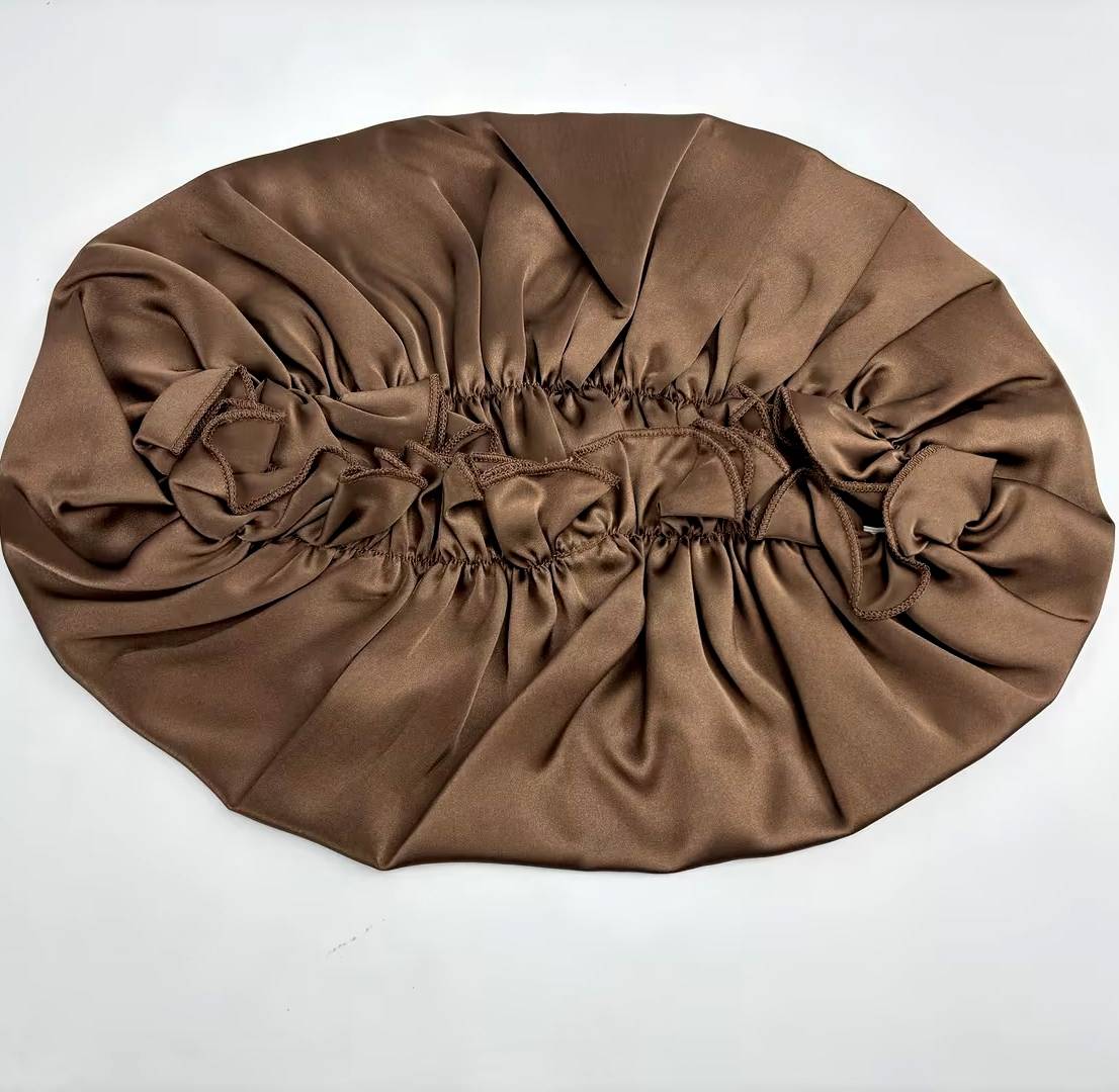 Schlafmütze für Damen aus 100 % seide, weiches Kopftuch zum Schlafen coffee XL