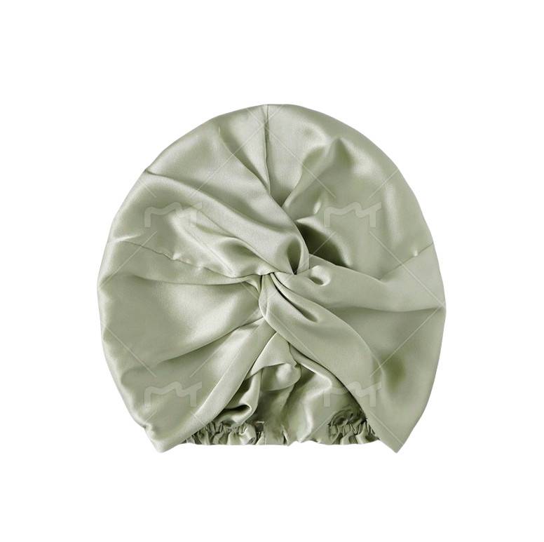 Schlafhaube aus 100 % Seide für Damen, doppellagige Seidenschlafhaube LightGreen