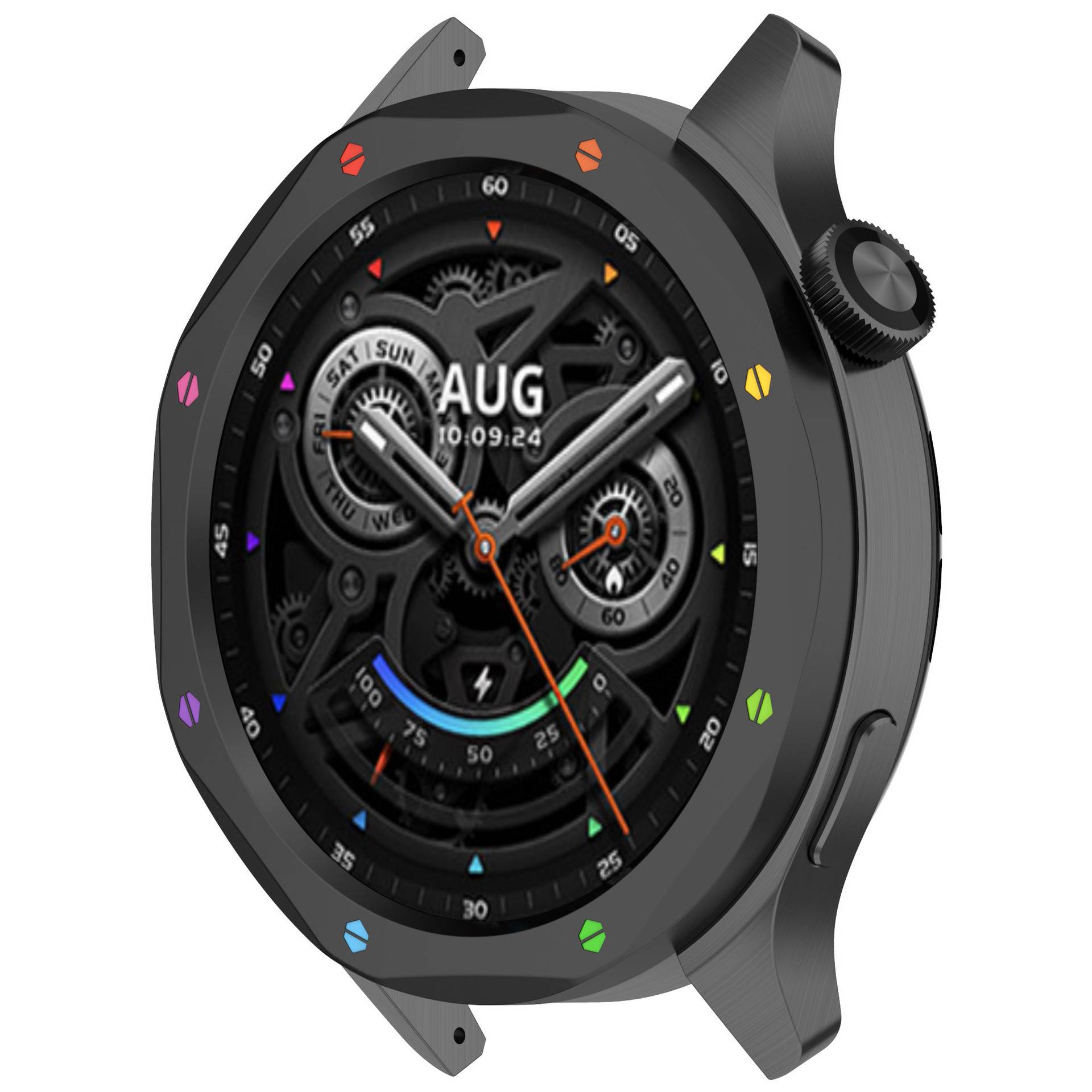 Schwarze Lünette für Xiaomi Mi Watch S4/S3 - Edelstahl mit gehärtetem Displayschutz aus Glas