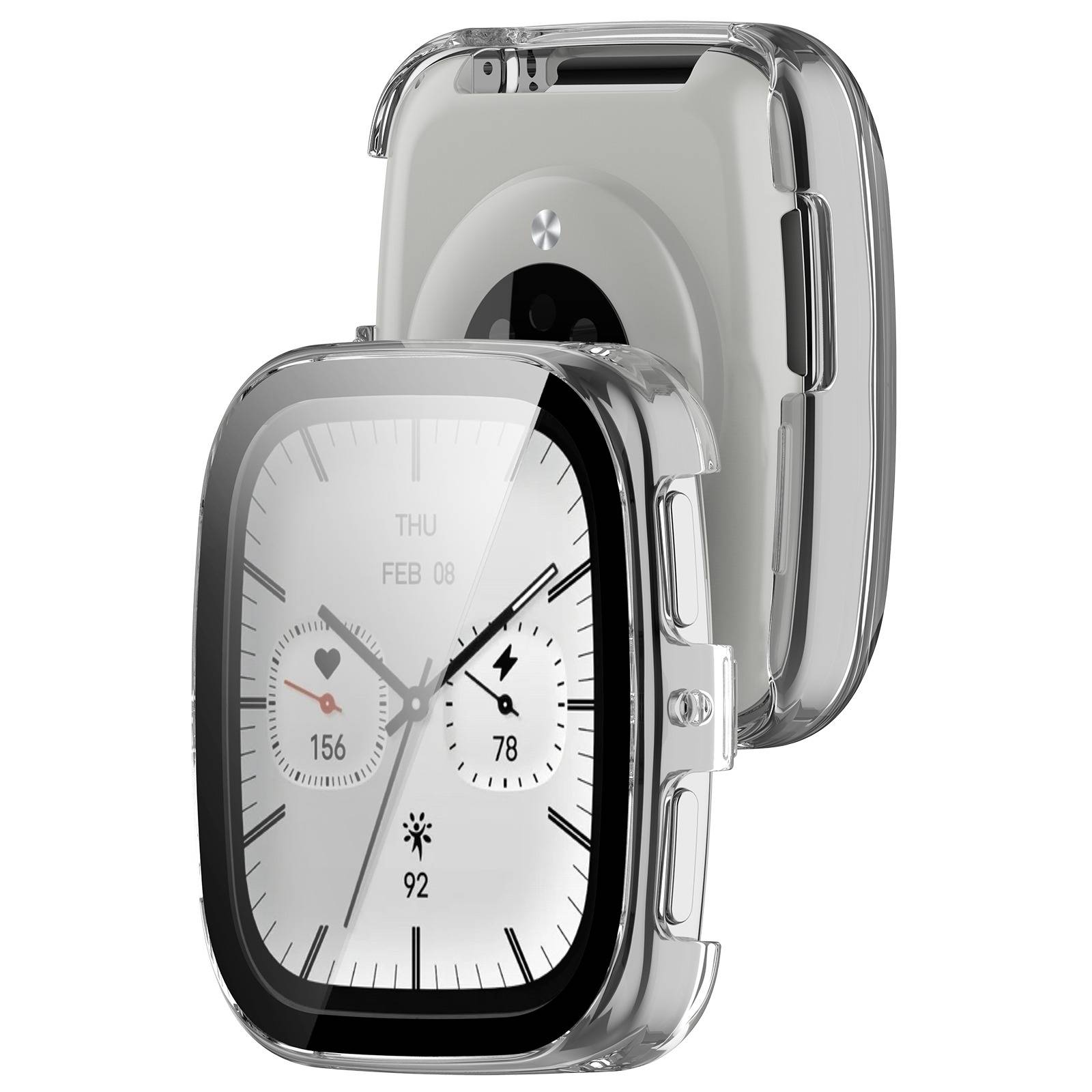 Amazfit Active 2 Square Schutzhülle: PC+Glas, 4.52x4cm, Komplettschutz Transparent