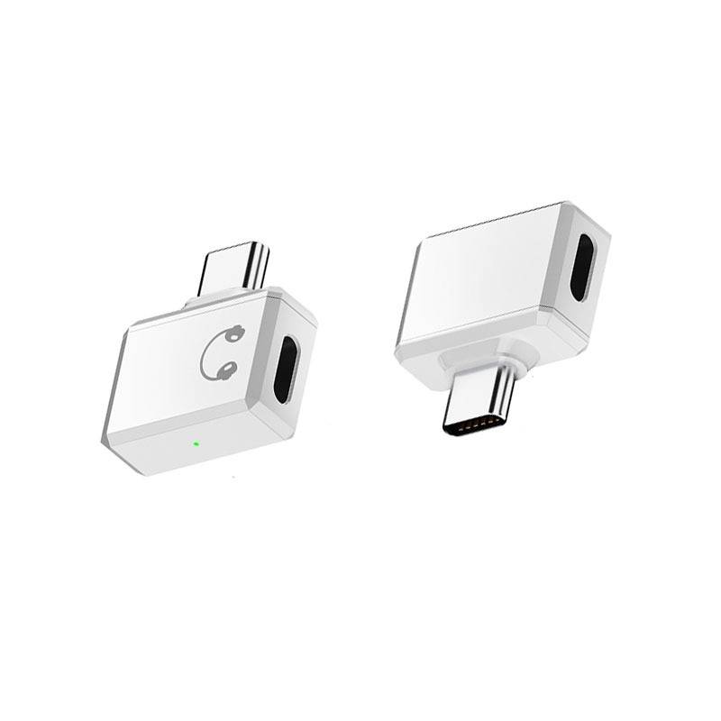 Lighting Buchse auf USB-C Stecker Seitliches Abgewinkeltes Adapter für Kopfhörer White