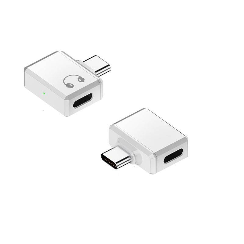 Lighting Buchse auf USB-C Stecker Seitliches Abgewinkeltes Adapter für Kopfhörer White