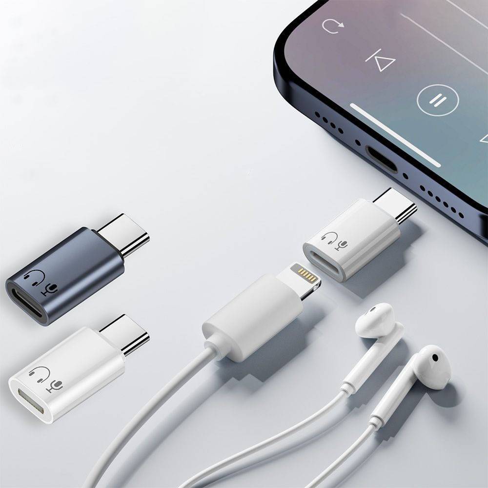 Lightning Buchse auf USB-C Stecker Adapter – Aluminium Kopfhörer Adapter Grey