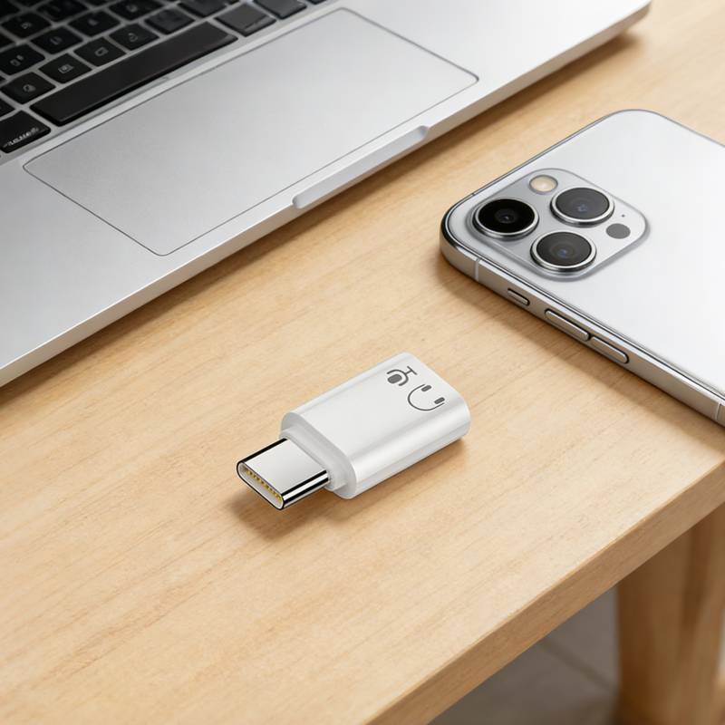Lightning Buchse auf USB-C Stecker Adapter – Aluminium Kopfhörer Adapter White