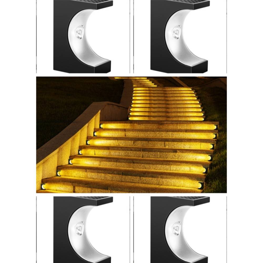 Solarbetriebene Treppenleuchte für den Außenbereich – Warmes Licht, einfache Installation 4 Pack