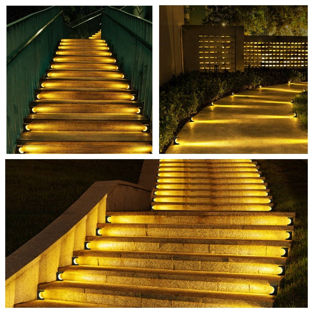 Solarbetriebene Treppenleuchte für den Außenbereich – Warmes Licht, einfache Installation 4 Pack