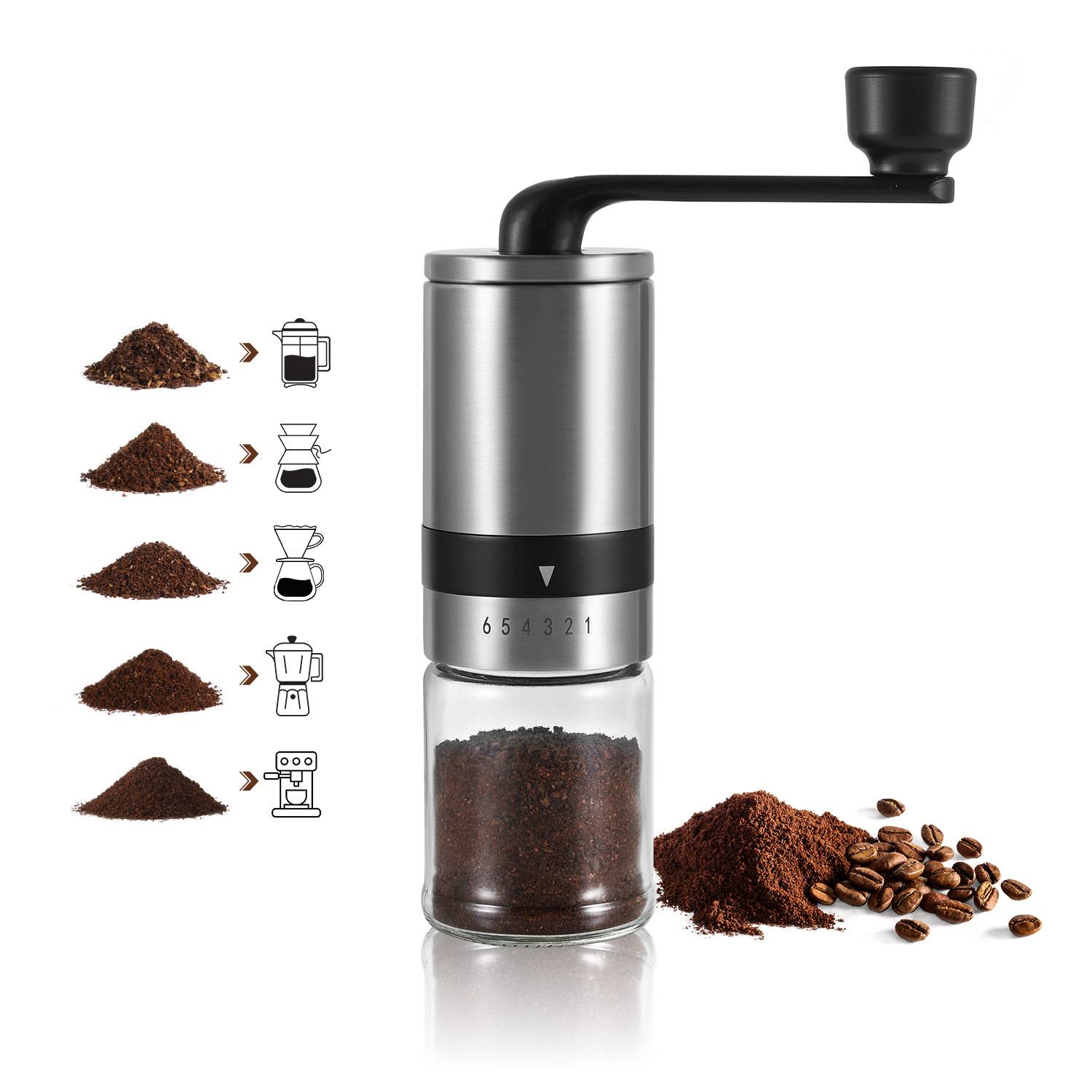 K4 Manuelle Kaffeebohnenmühle - Edelstahl & Keramik