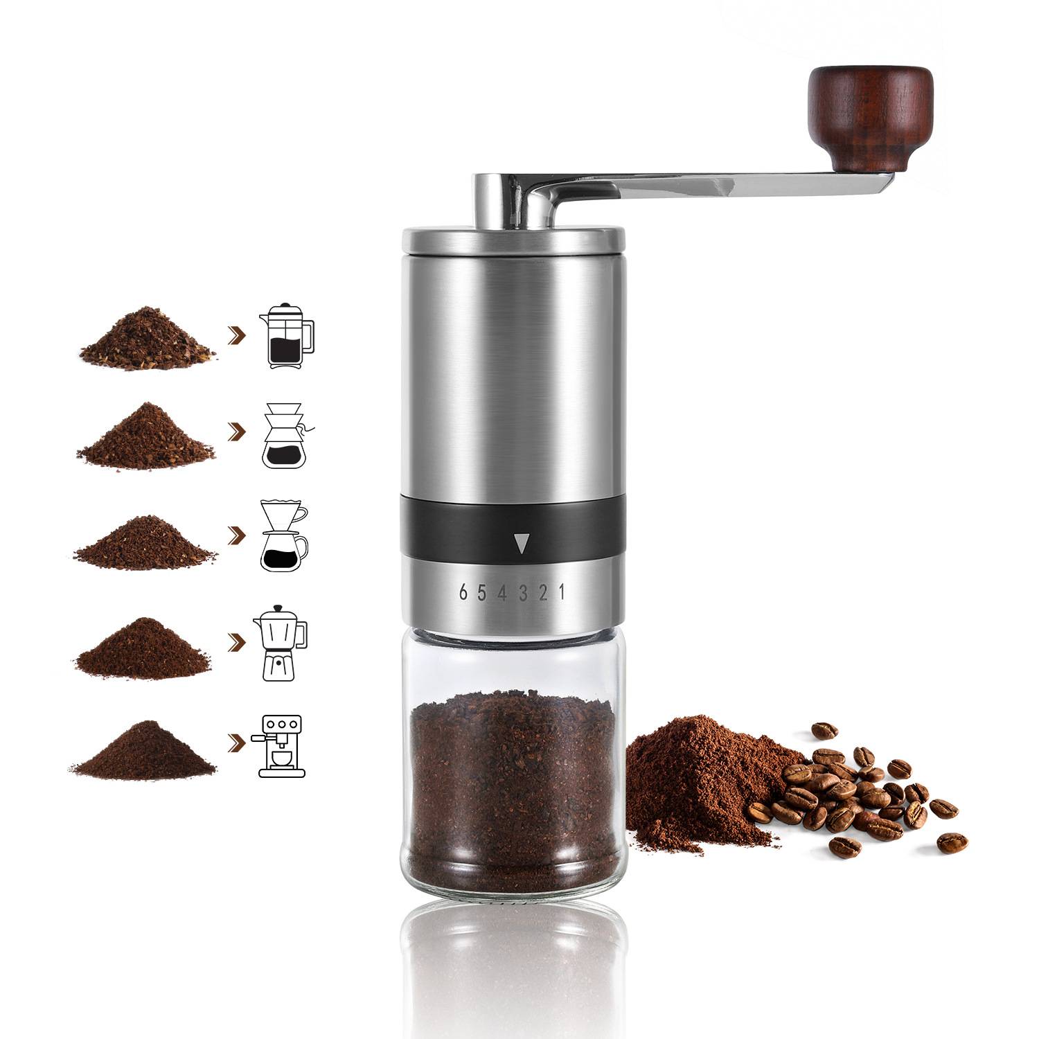 K4 Manuelle Kaffeebohnenmühle - Edelstahl & Keramik