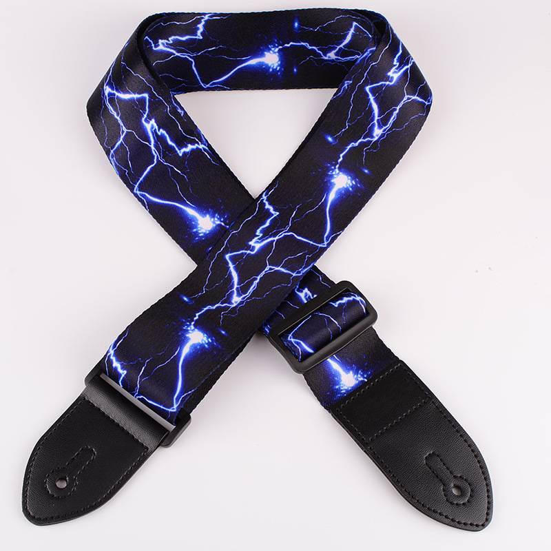 E-Gitarrengurt - Blauer Blitzdruck Nylon Gitarrengurt