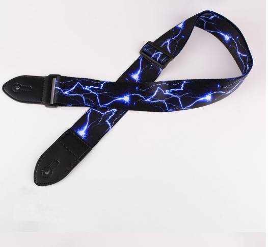 E-Gitarrengurt - Blauer Blitzdruck Nylon Gitarrengurt