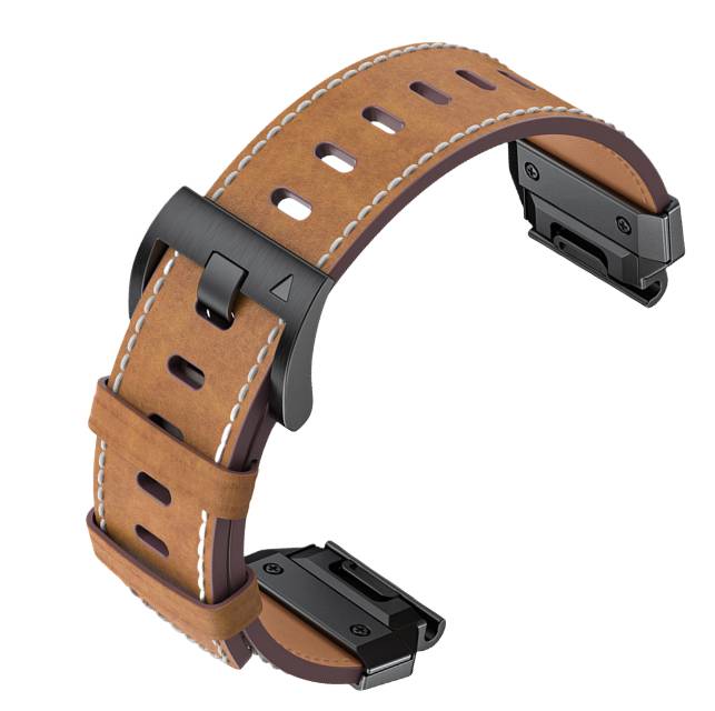 Uhrenarmband aus echtem Leder für Garmin Fenix 8/7X/7/6/5/965 Brown 26 mm