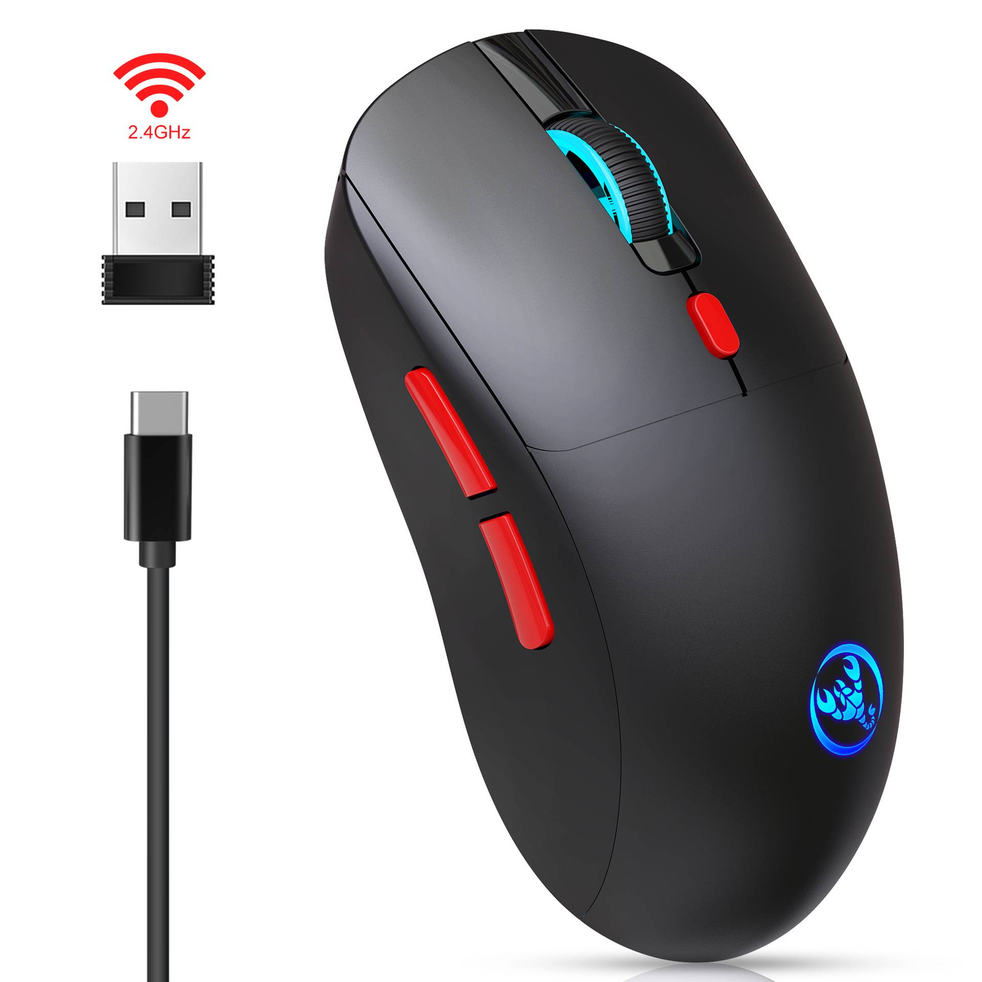 Kabellose Maus - Wiederaufladbar 2,4 G Black