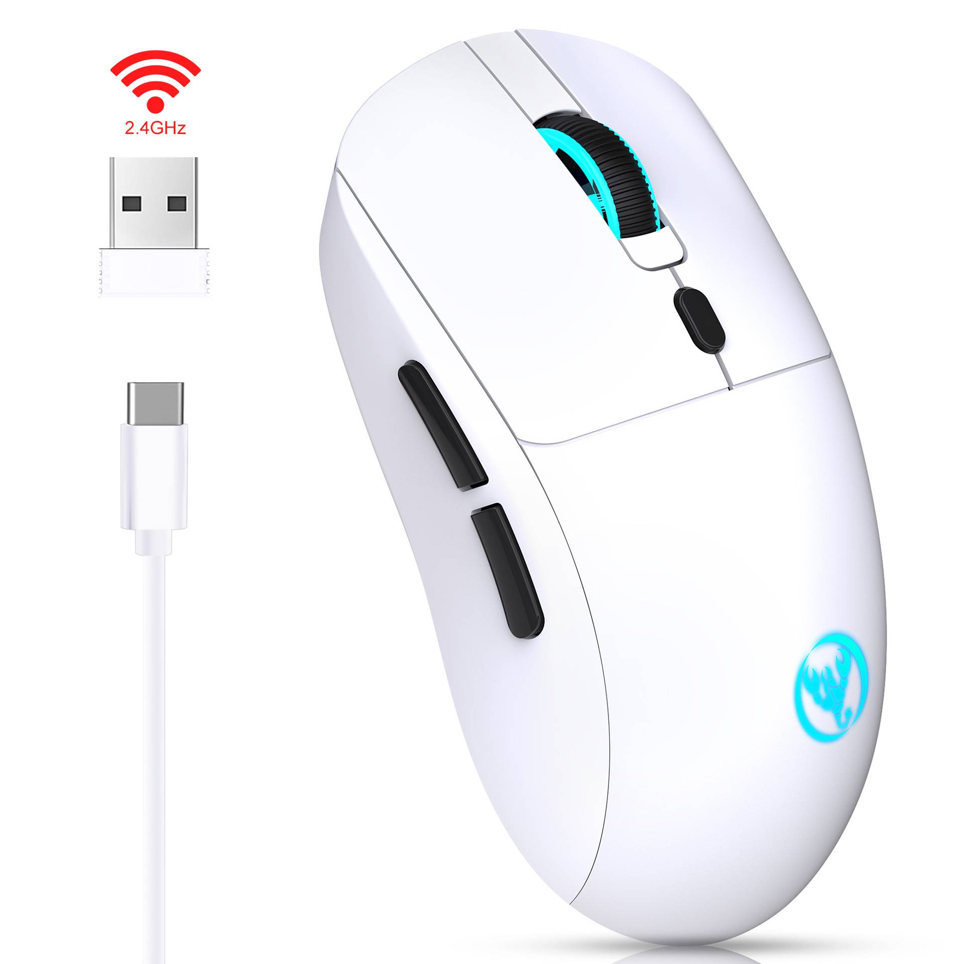 Kabellose Maus - Wiederaufladbar 2,4 G White