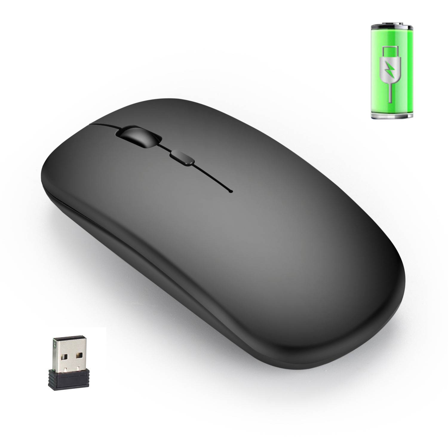 Kabellose Maus 2.4G - Leise optische Computermaus Black