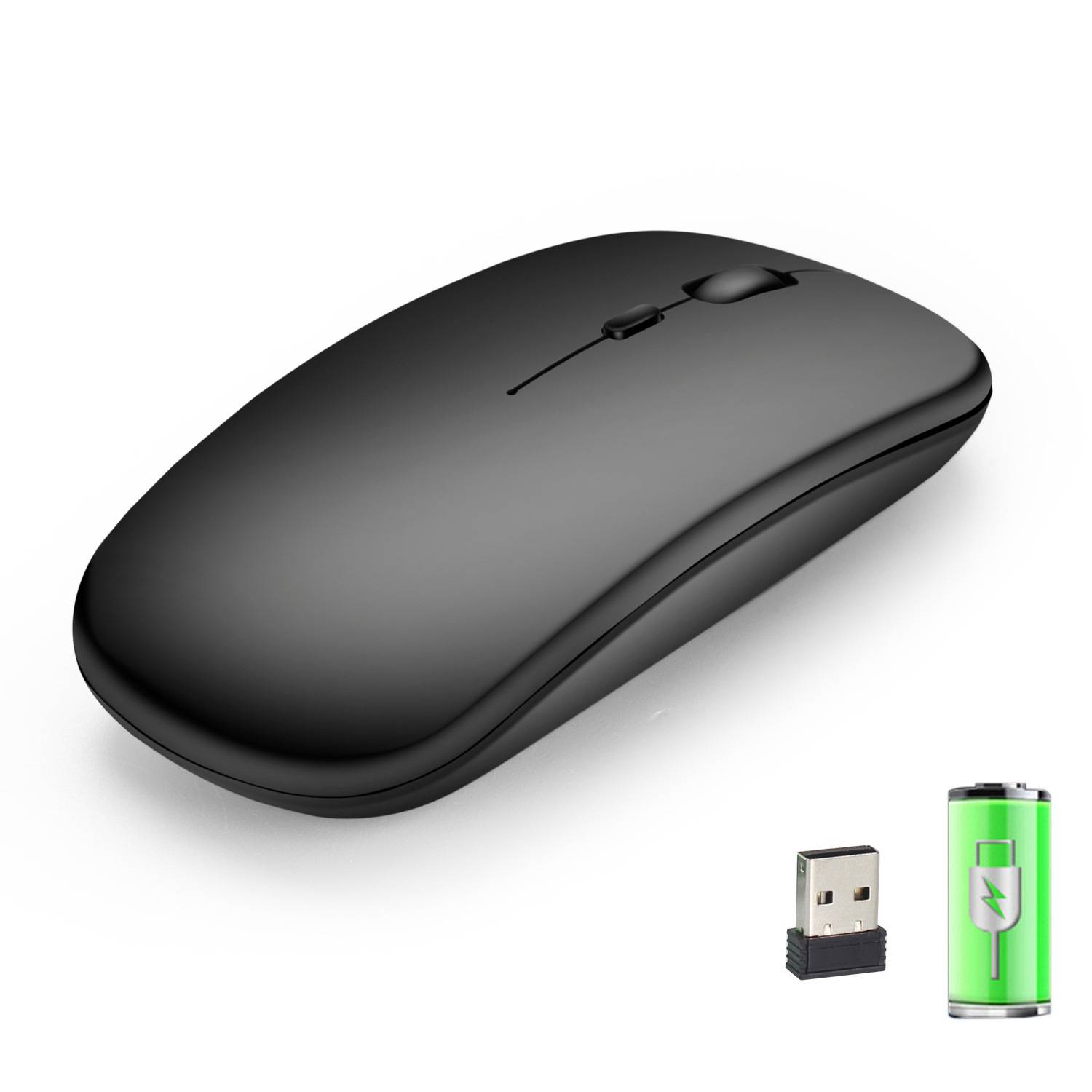 Kabellose Maus 2.4G - Leise optische Computermaus Black
