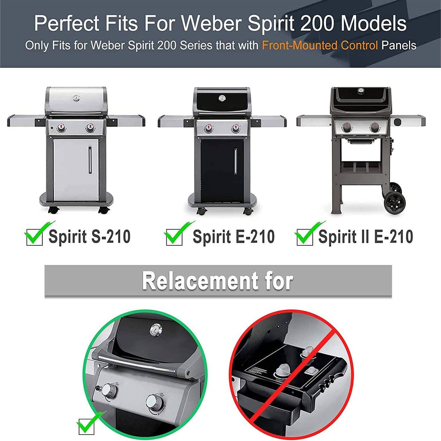 3er-Pack Grill-Hitzeschilder für Weber Spirit 200 Serie - Schwarz