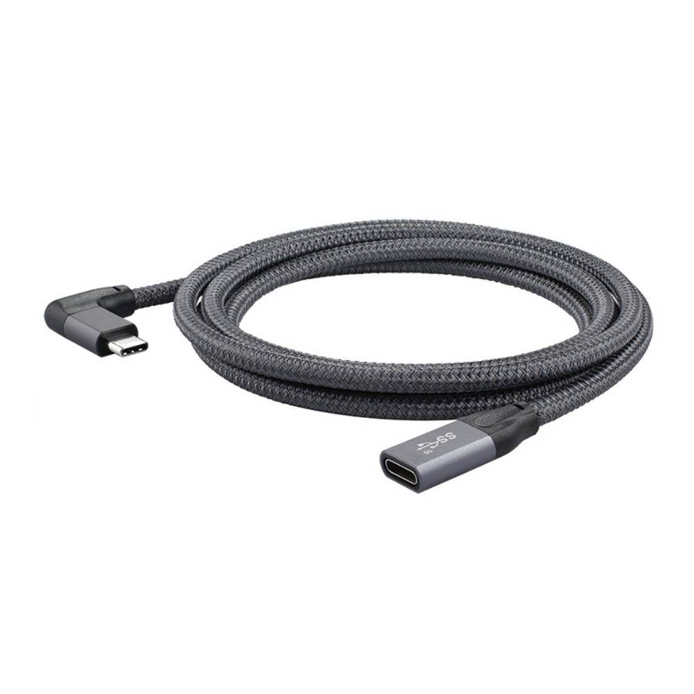 100W USB-C Verlängerungskabel – 20 Gbit/s Daten & 4K Video – Rechtwinkliges Design 1,5m