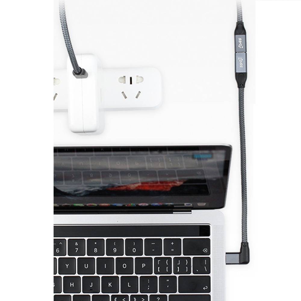 100W USB-C Verlängerungskabel – 20 Gbit/s Daten & 4K Video – Rechtwinkliges Design 1,5m