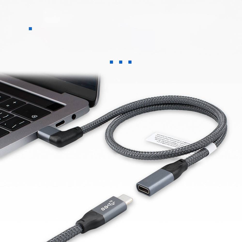 100W USB-C Verlängerungskabel – 20 Gbit/s Daten & 4K Video – Rechtwinkliges Design 1,5m